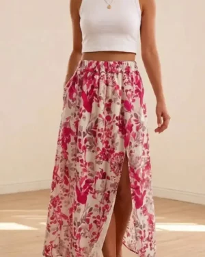 Jupe Longue Flora Fuchsia