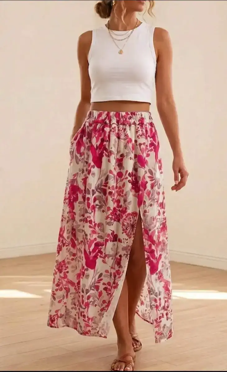 Jupe Longue Flora Fuchsia
