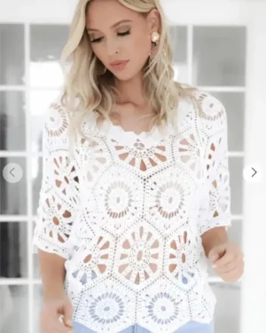 Pull Dentelle Blanc