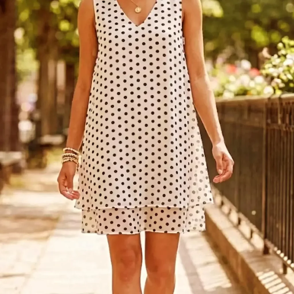 Robe Courte Parisienne Pois Noirs
