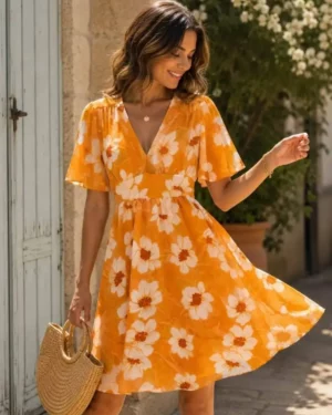 Robe Courte Soleil d'Été Fleurie