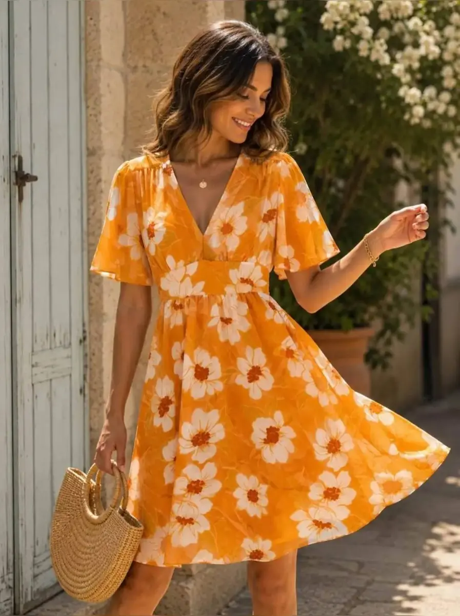 Robe Courte Soleil d'Été Fleurie