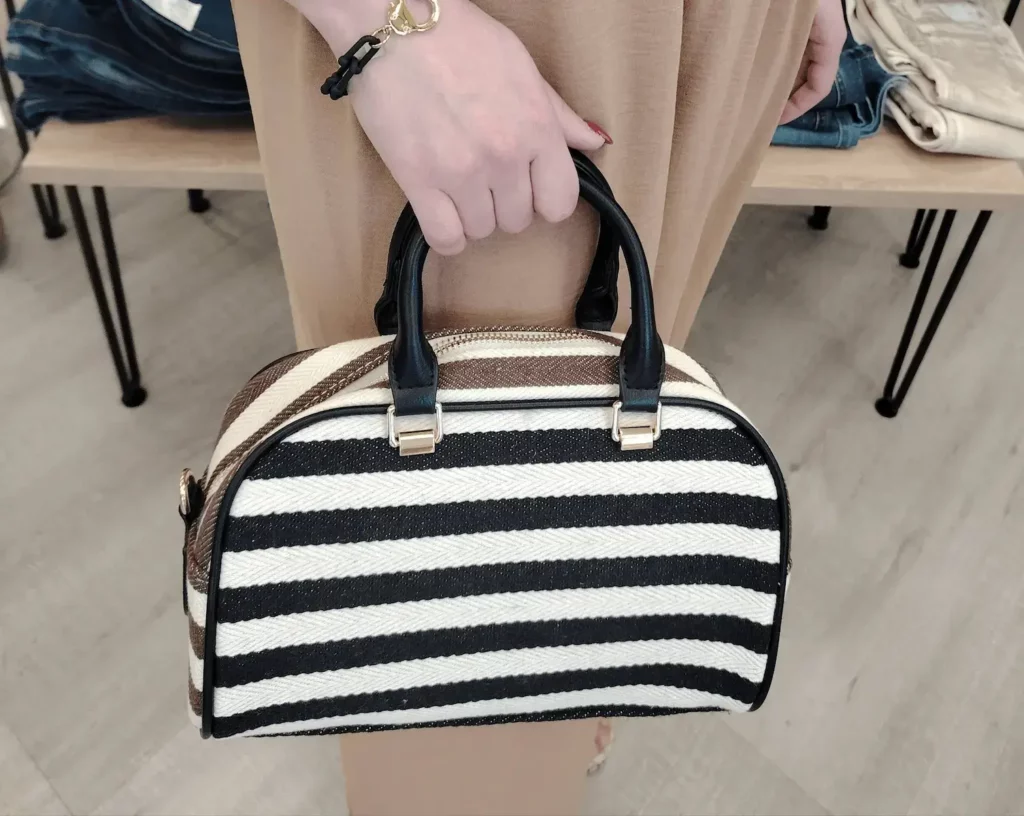 Sac Rayé Chic Noir & Beige