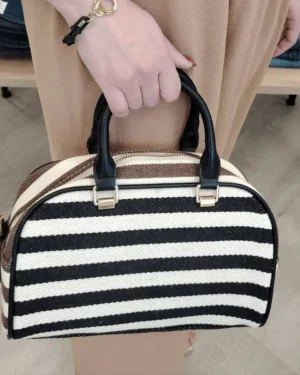 Sac Rayé Chic Noir & Beige