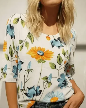 T-shirt Floral Printanier