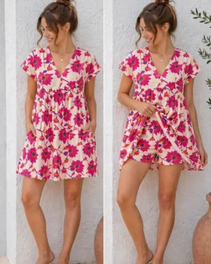 Description Robe Short Fleur de Fuchsia