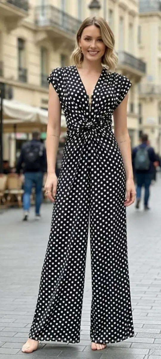 Combinaison Parisienne Pois Noirs