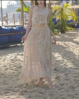 Ensemble Crochet Bohème Ivoire